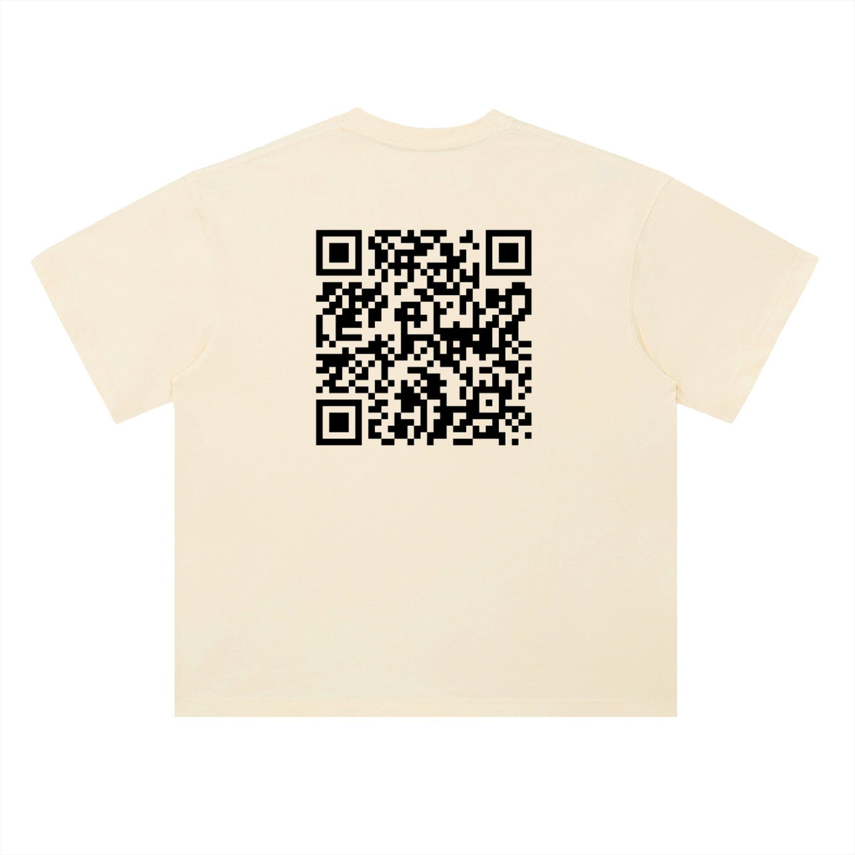 Very Hard to Get tee in Cream, back with large QR code