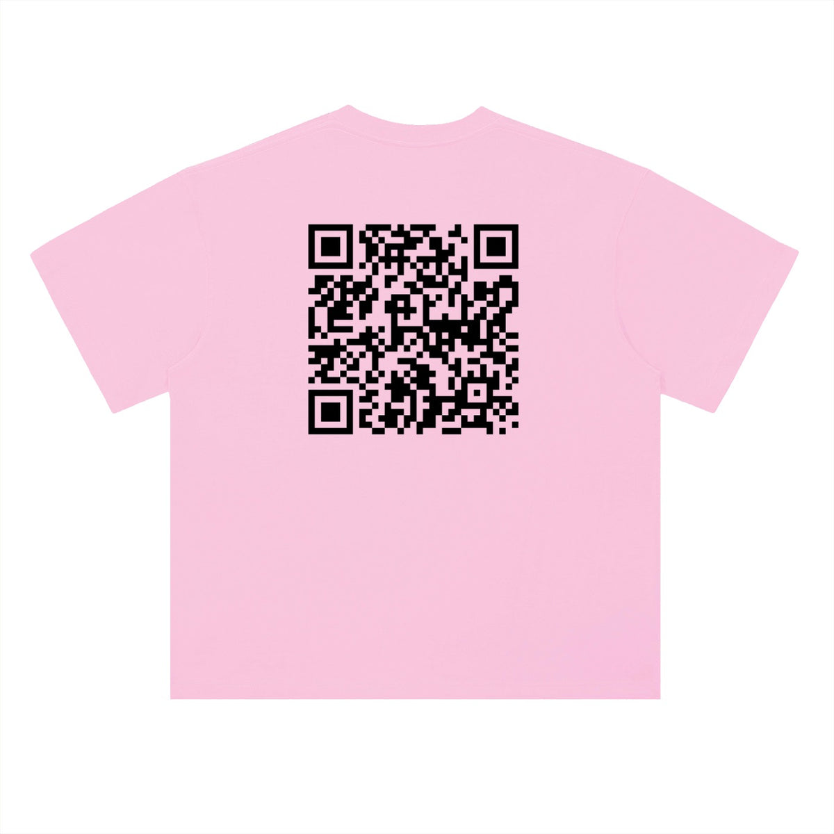 Very Hard to Get tee in Pink, back with large QR code