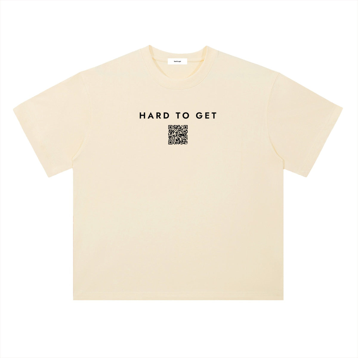 Hard to Get tee in Cream, front