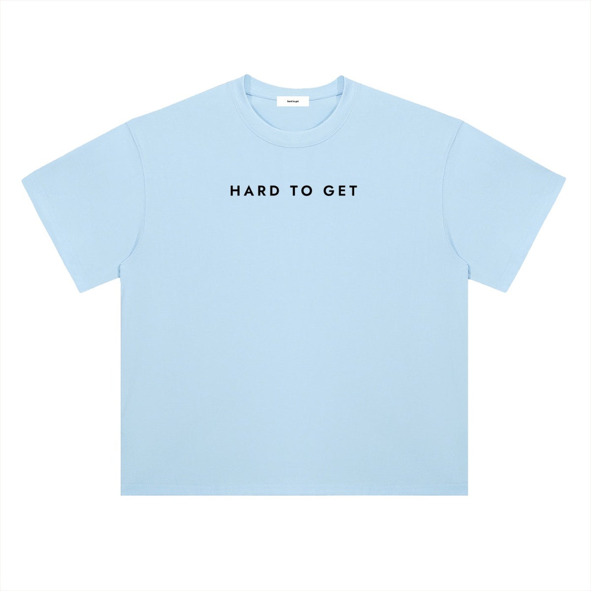 Very Hard to Get tee in Sky Blue, front